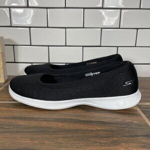 Skechers Go Step Lite Solace Womens Size 8 Shoes Black Slip On Walking Sneaker
